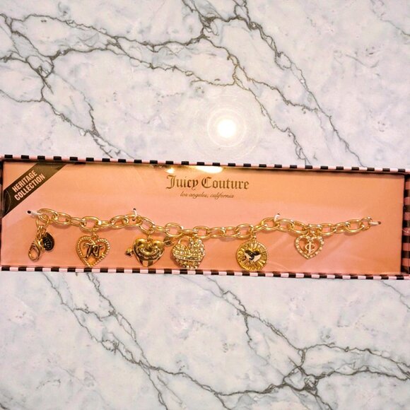 Juicy Couture Gold Heart Charm Bracelet NWT - Picture 4 of 8
